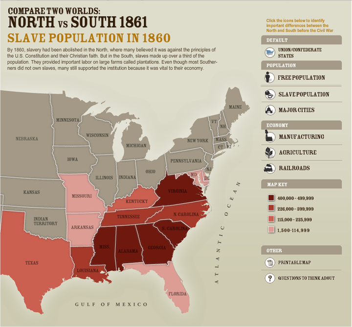 civil war slavery north and south